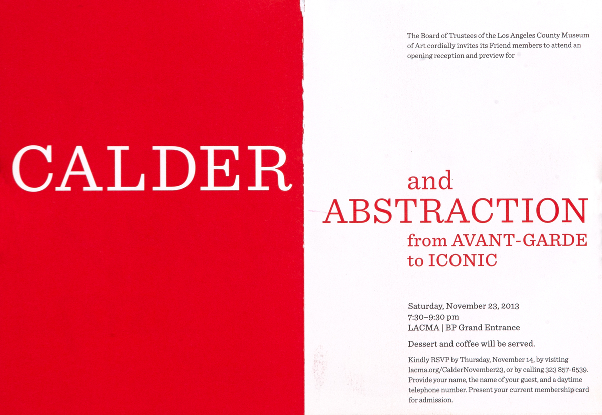 Calder Exhibit Brochure - LACMA Los Angeles County Museum of Art 