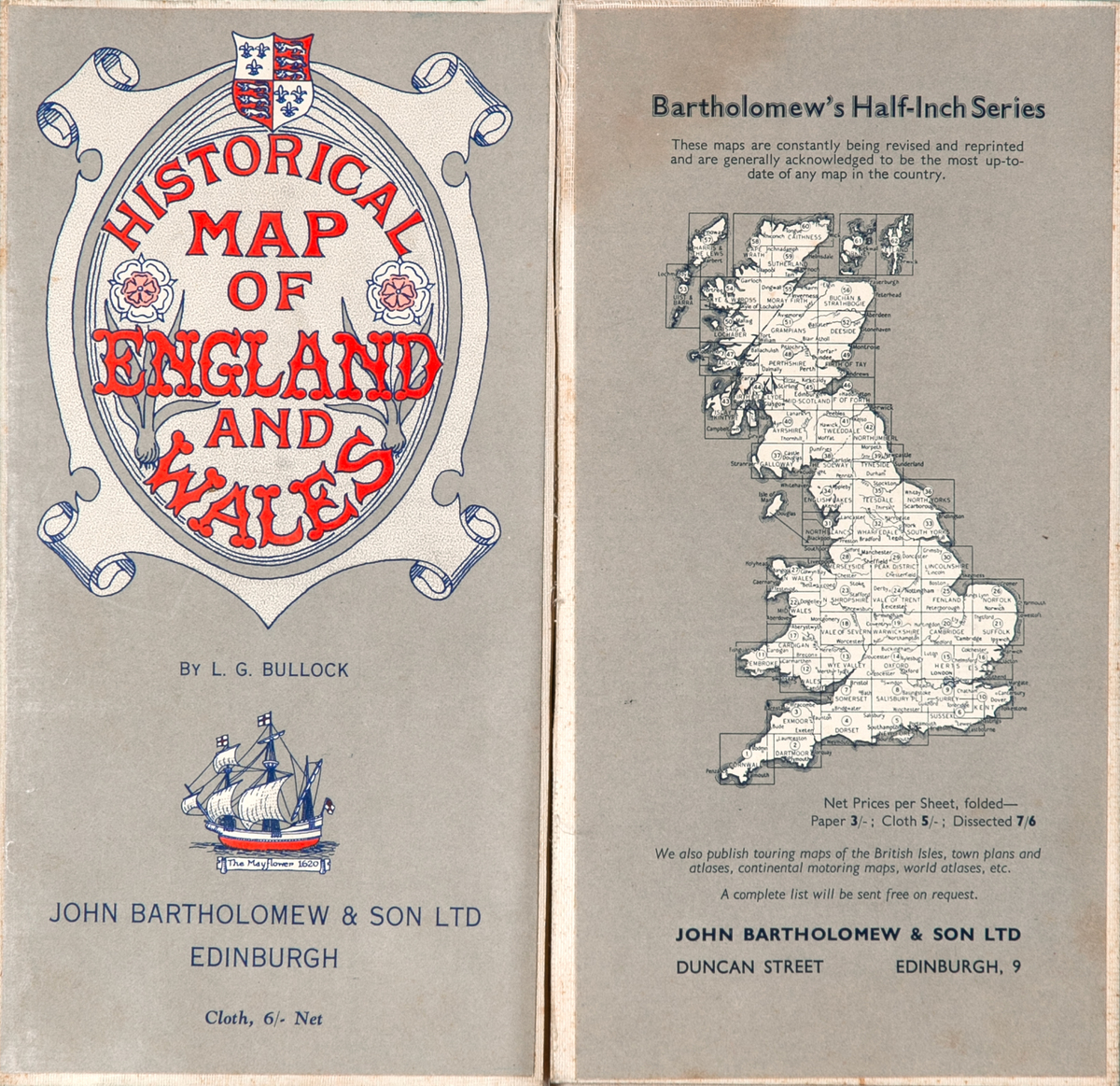 Historical Map of England and Wales Original Travel Brochure 