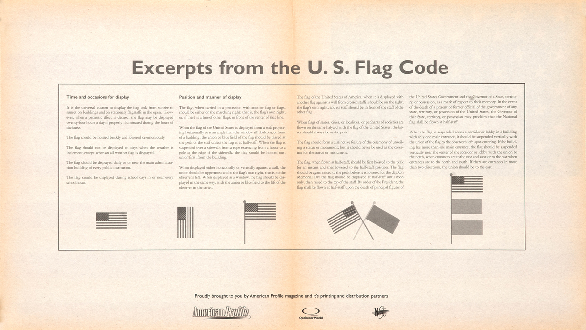 Excerpts from the U.S. Flag Code Original American Profile Magazine Poster