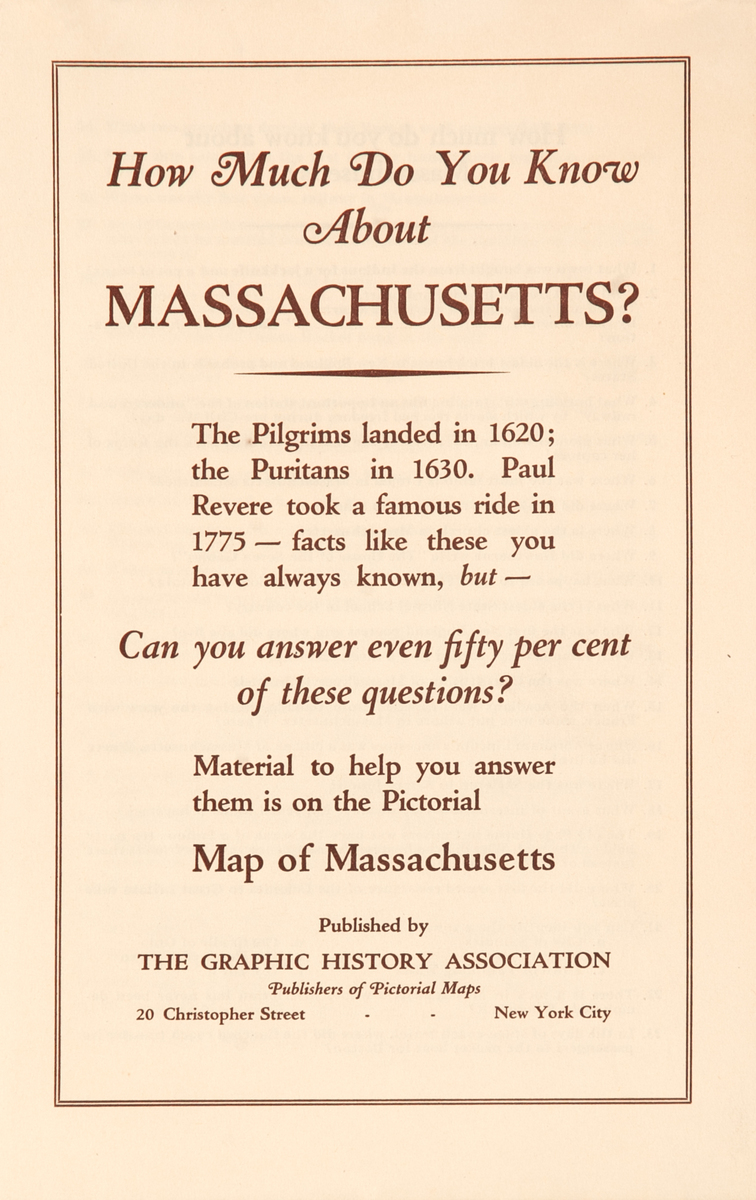 Massachusetts The Old Bay State Original Picture History Map 