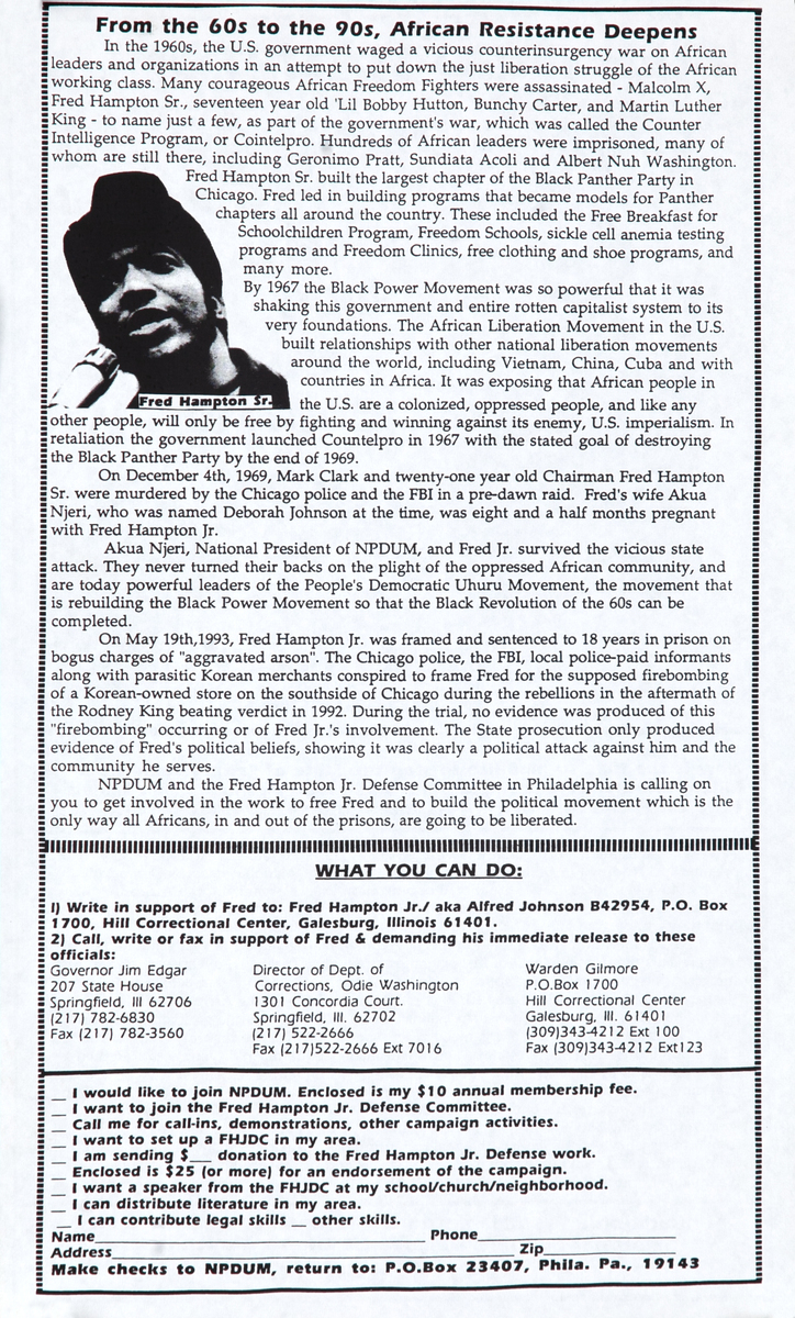 Free Fred Hampton Jr. Original Protest Poster