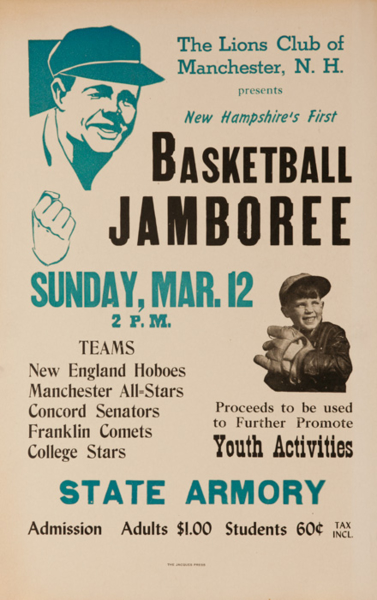 New Hampshire's First Basketball Jamboree Original Advertising Poster