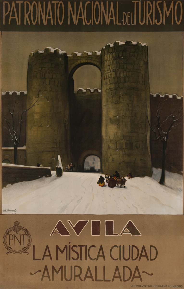 Avila Spain, La Mistica Cuidad, Amurallada Original Spanish Travel Poster, Patronato Nacional de Turismo 