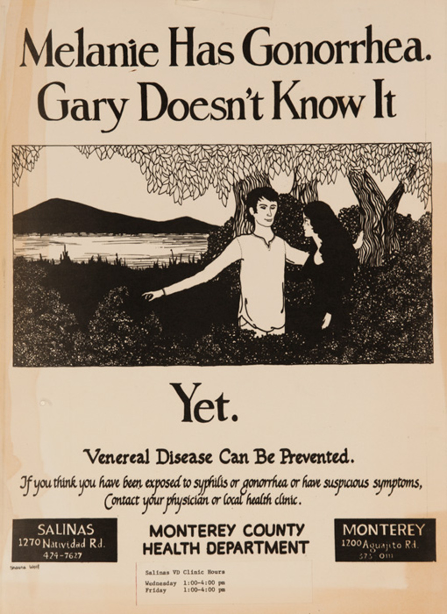 Melanie Has Gonorrhea, Gary Doesn't Know It... Yet, <br> Original California Venereal Disease Health Poster 
