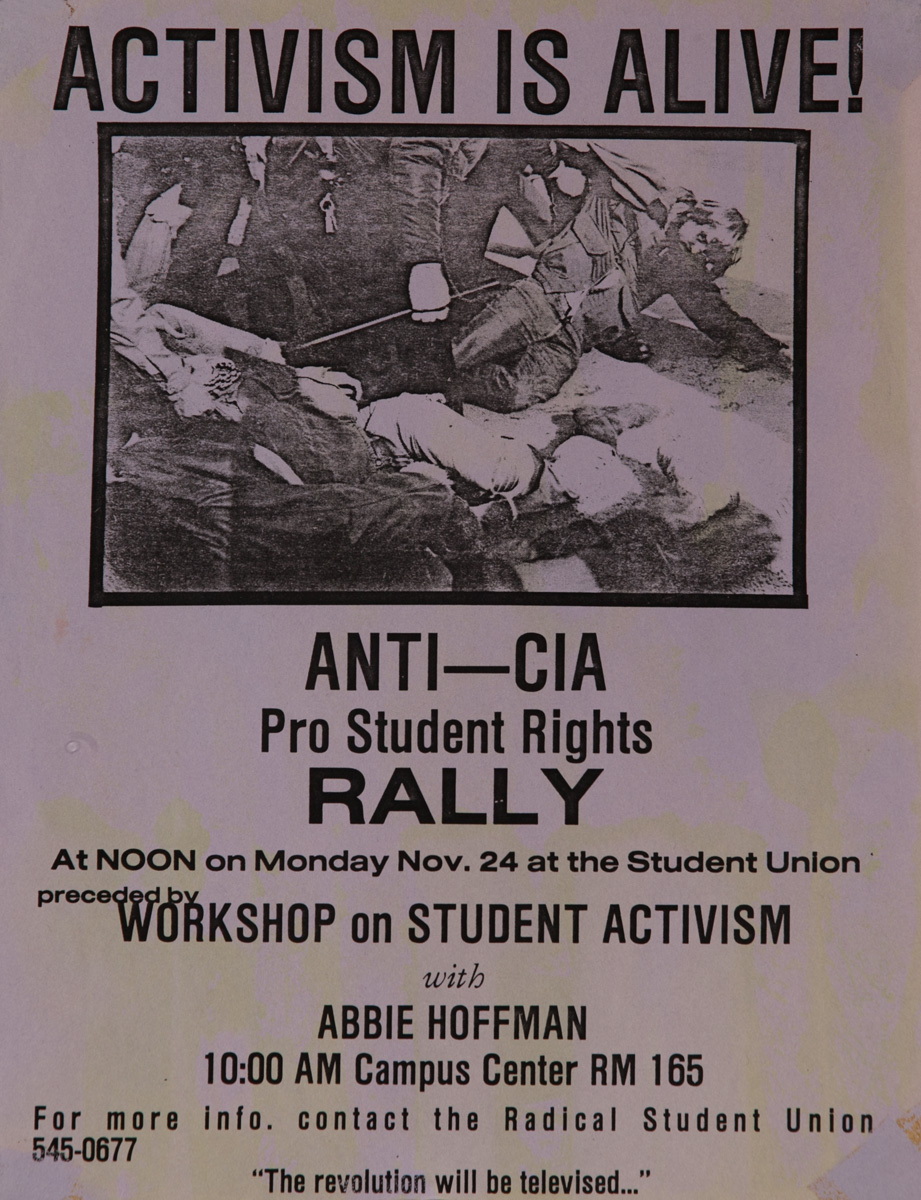 Activism is Alive Anti-CIA Pro Student Rights Rally Original American Protest Poster