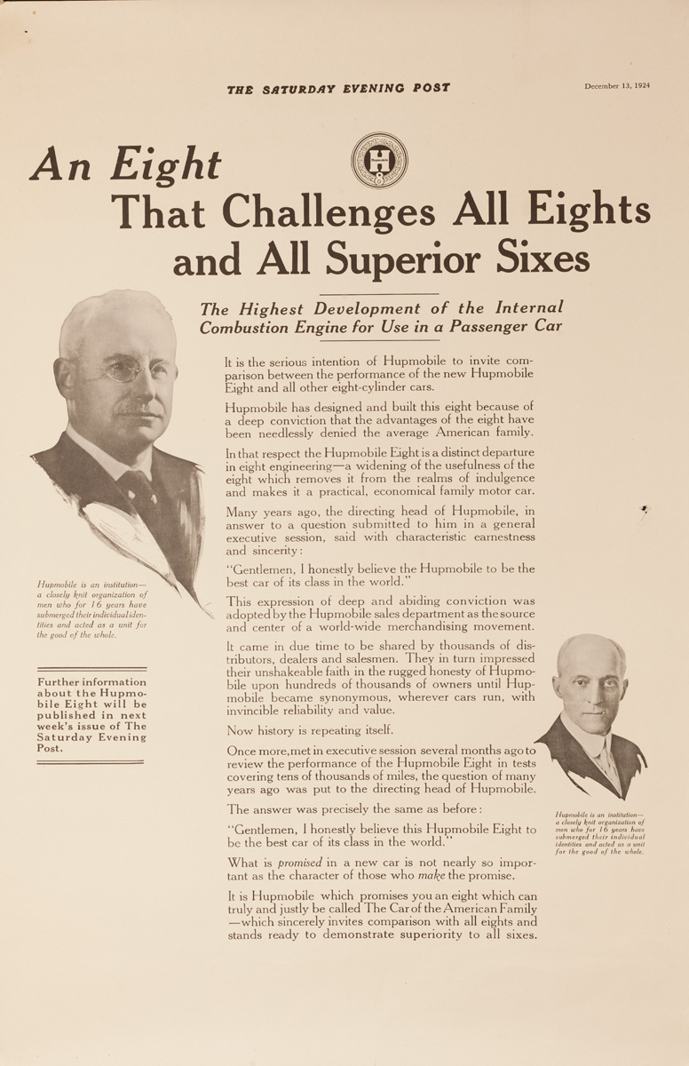 An Eight That Challenges All Eights Original Hupmobile Poster