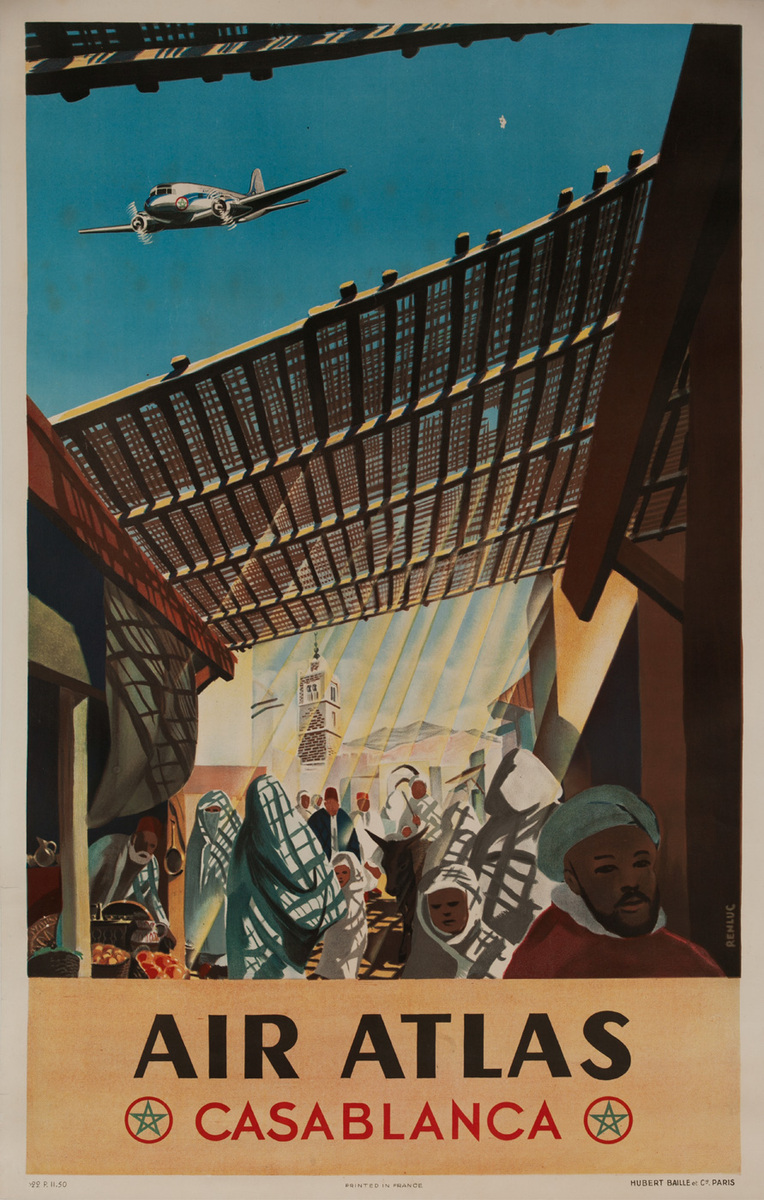 Air Atlas Casablanca Original Travel Poster