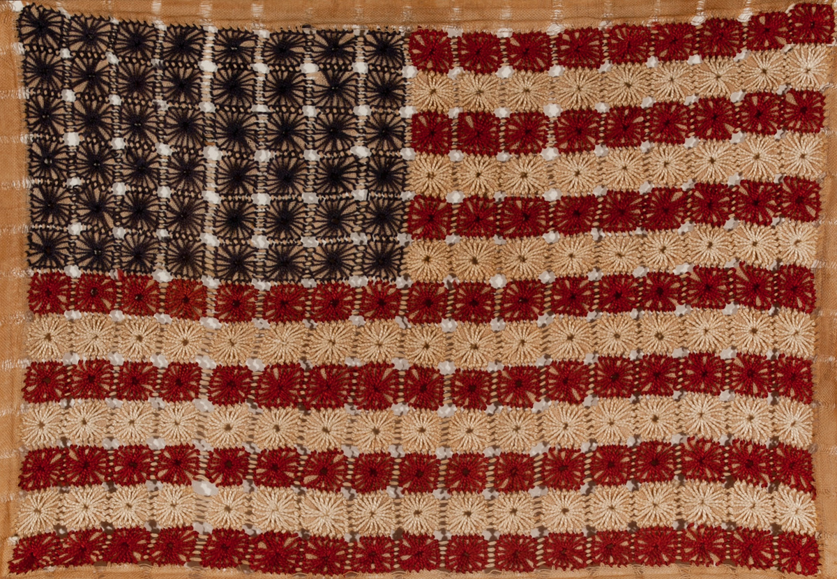 Hand Crocheted American Flag Folk Art