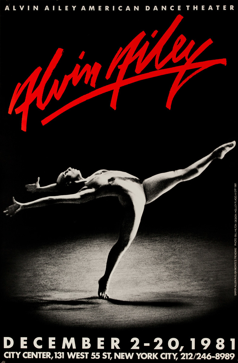 Alvin Ailey Dance, City Center 1981, Original American Dance Poster, red