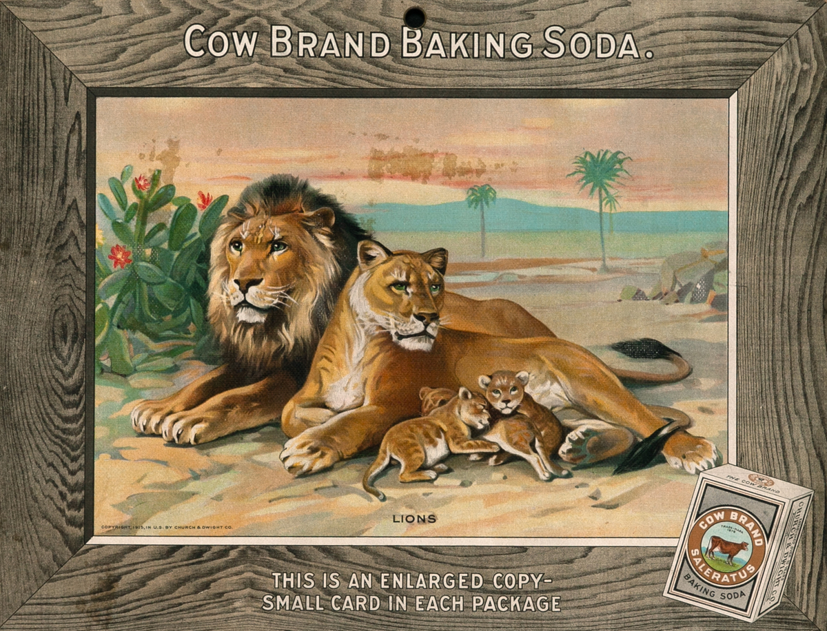 Cow Brand Baking Soda, Original Advertising Poster, Lion