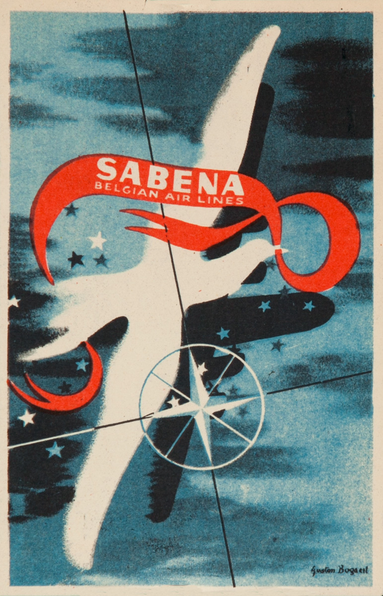 Sabena Belgian Air Lines Original Luggage Label, Bird