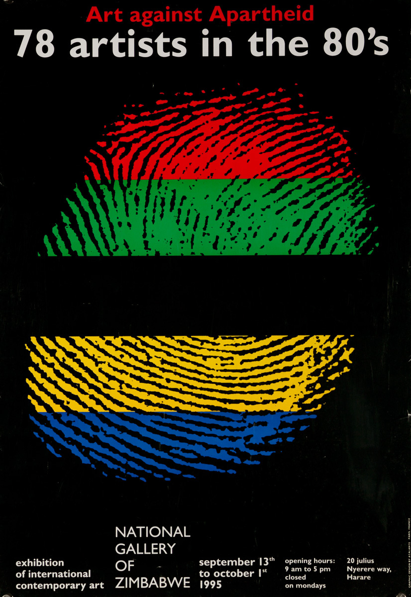 Art Against Apartheid, 78 Artists in the 80's Original National Gallery of Zimbabwe Art Exhibit Poster