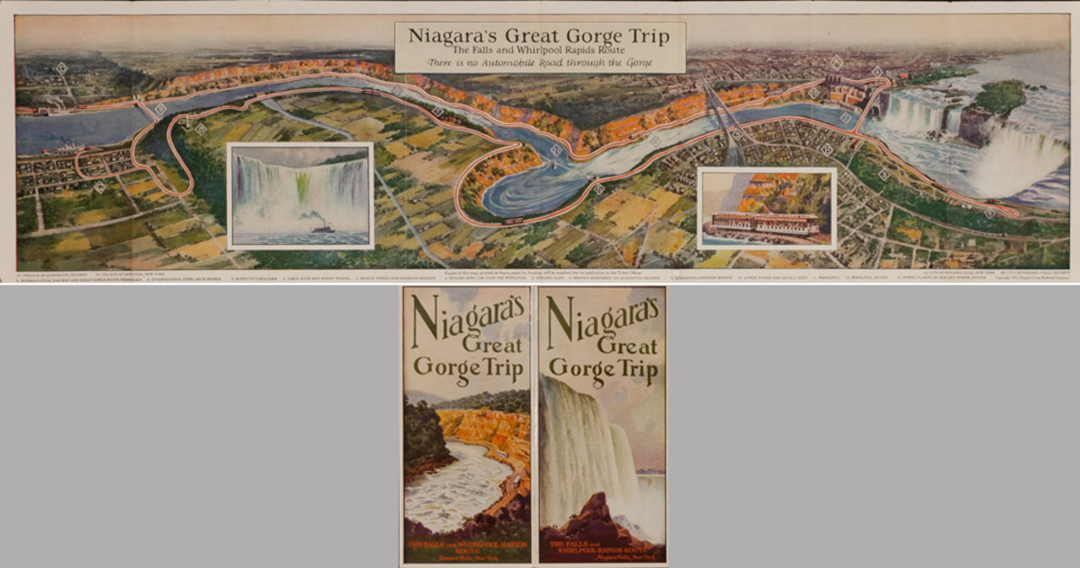 Niagara's Great Gorge Trip, Original Niagara Falls Travel brochure, Map Poster