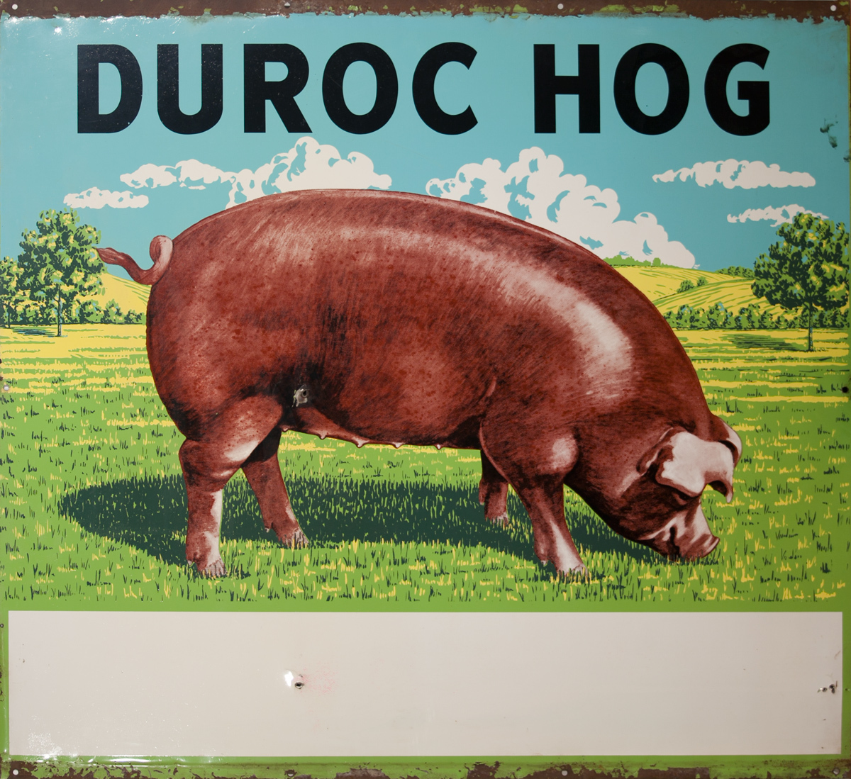 Duroc Hog, Original American 2-Sided Metal Farm Sign