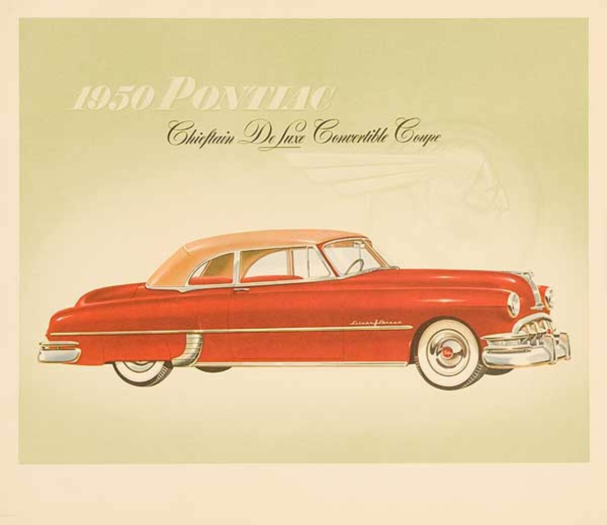1950 Pontiac Chieftan Deluxe Convertible Coupe Original Showroom Advertising Poster
