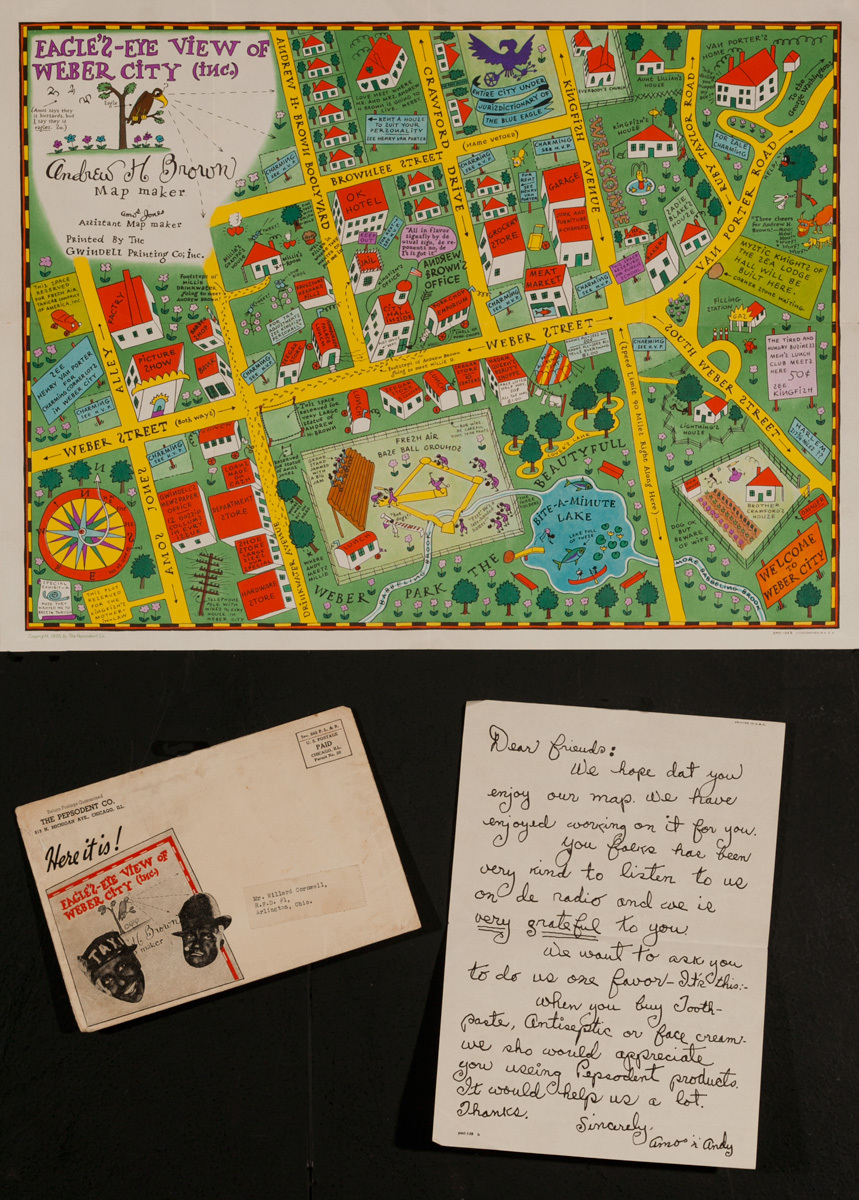 Eagle's Eye View of Weber City, Original Amos and Andy Souvenir Map 