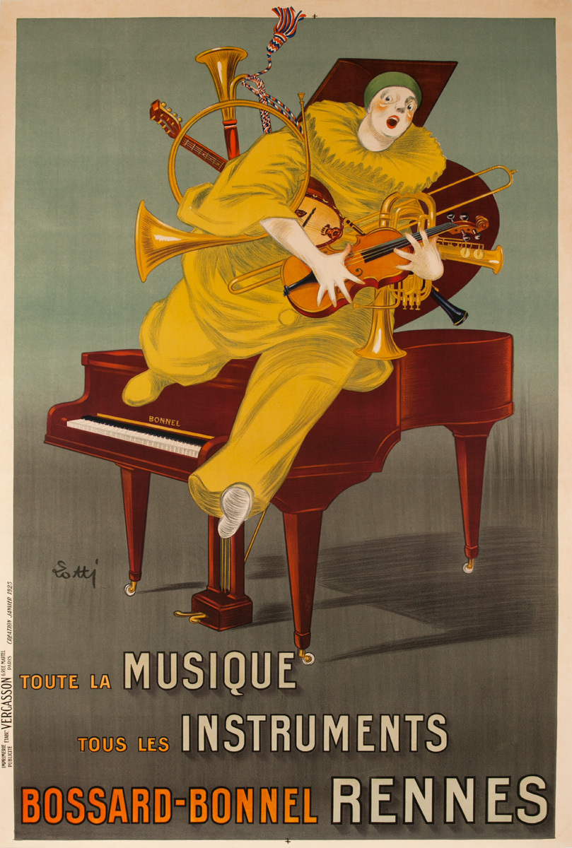 Toute La Musique, Tous les Instruments, Bossard Bonnal Rennes Original French Advertising Poster