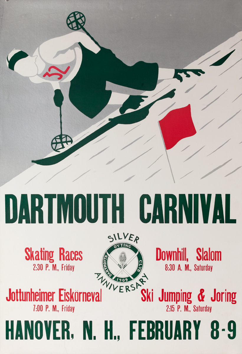 Dartmouth Winter Carnival Original American Ski Poster, Silver Anniversary