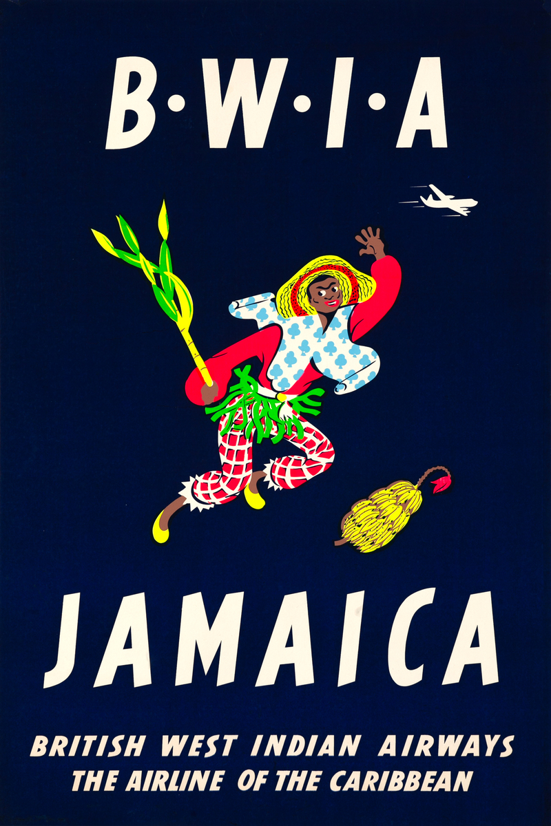 BWIA Jamaica Original Travel Poster 