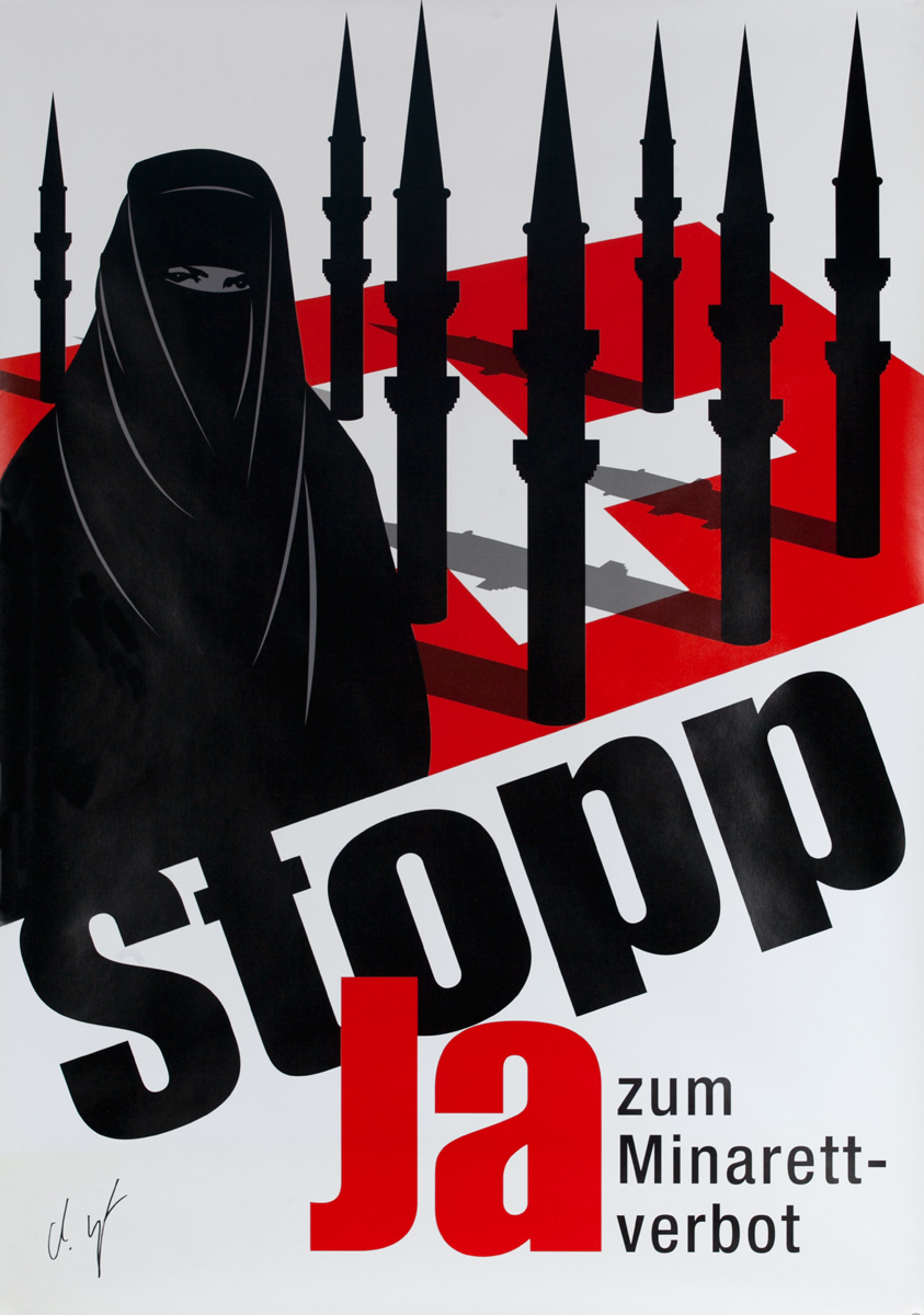 STOP! Ja zum Minarett-verbot. Original Swiss Political Protest Poster