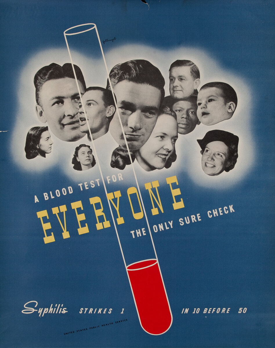 A Blood Test For Everybody, Original American Venereal Disease Health Poster