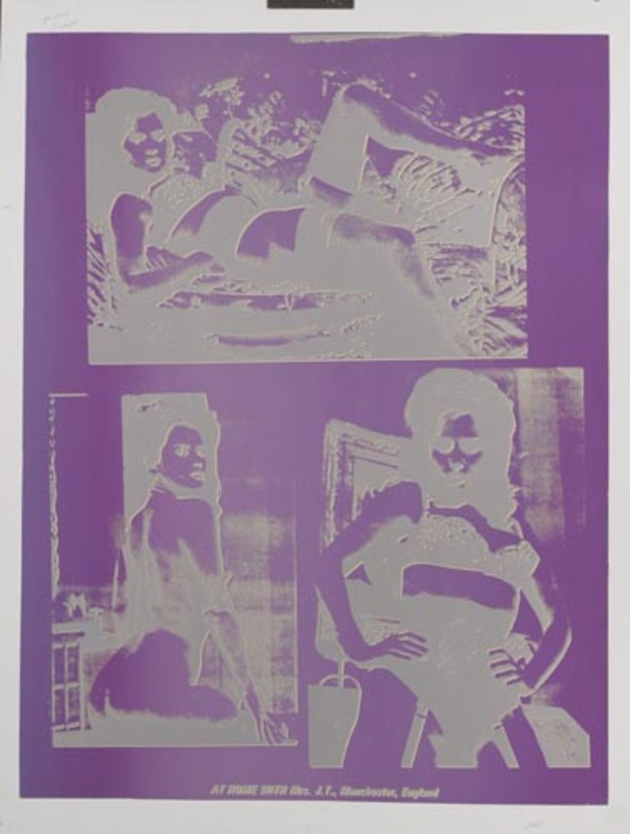 At Home With Mrs. J.T., Manchester, England Original Peter Gee Silkscreen Print purple silver  