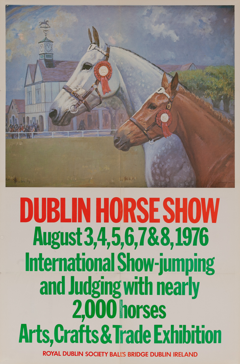 Dublin Horse Show, Original Irish Travel Poster, 1976