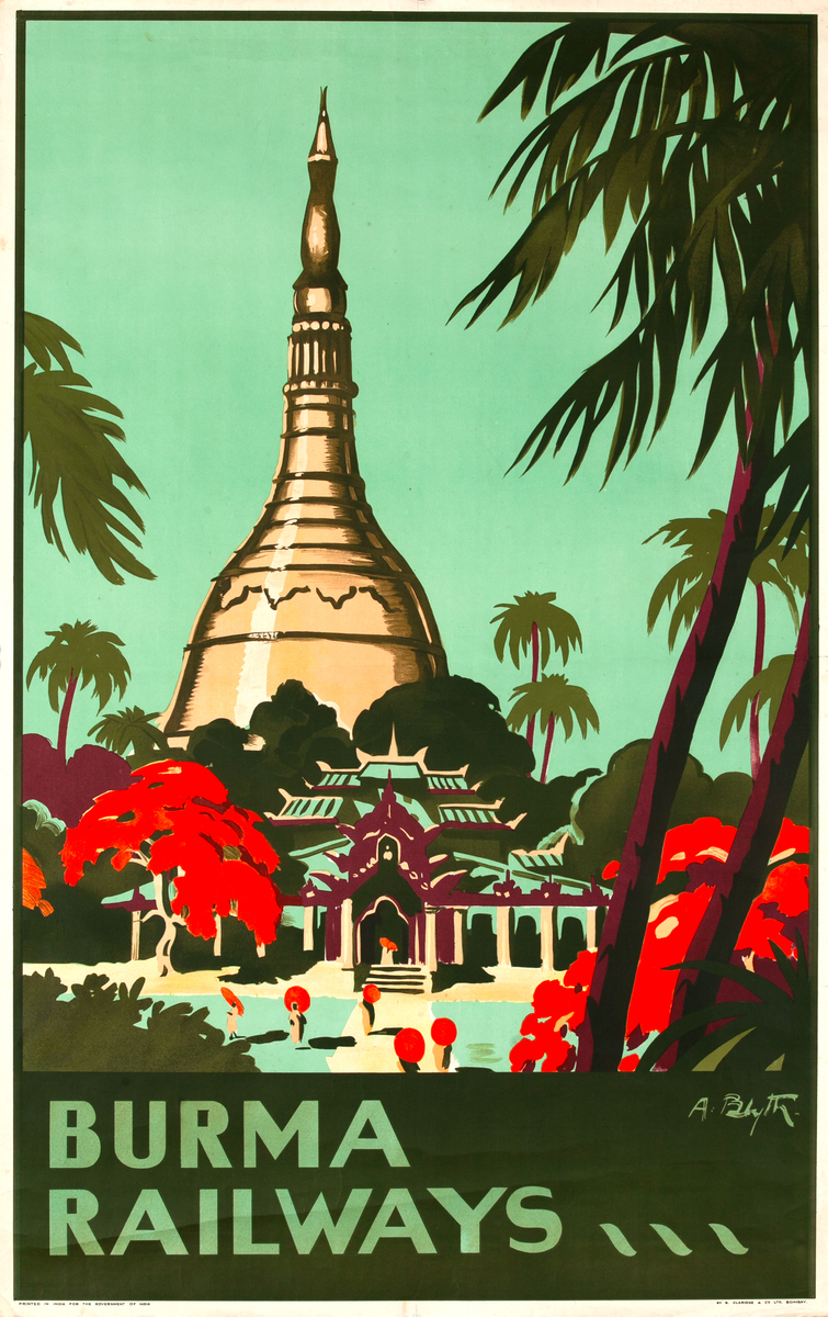 Burma Railways, Original Travel Poster