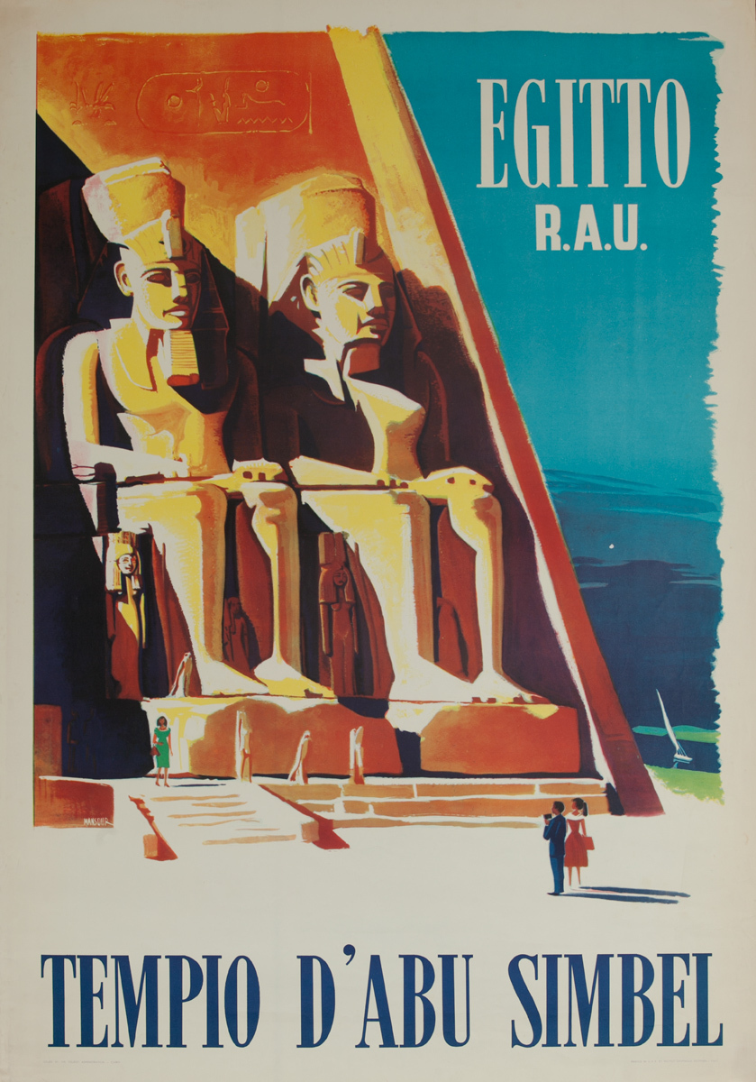Egypt, U.A.R., Abu Simbel Temples, Original Travel Poster