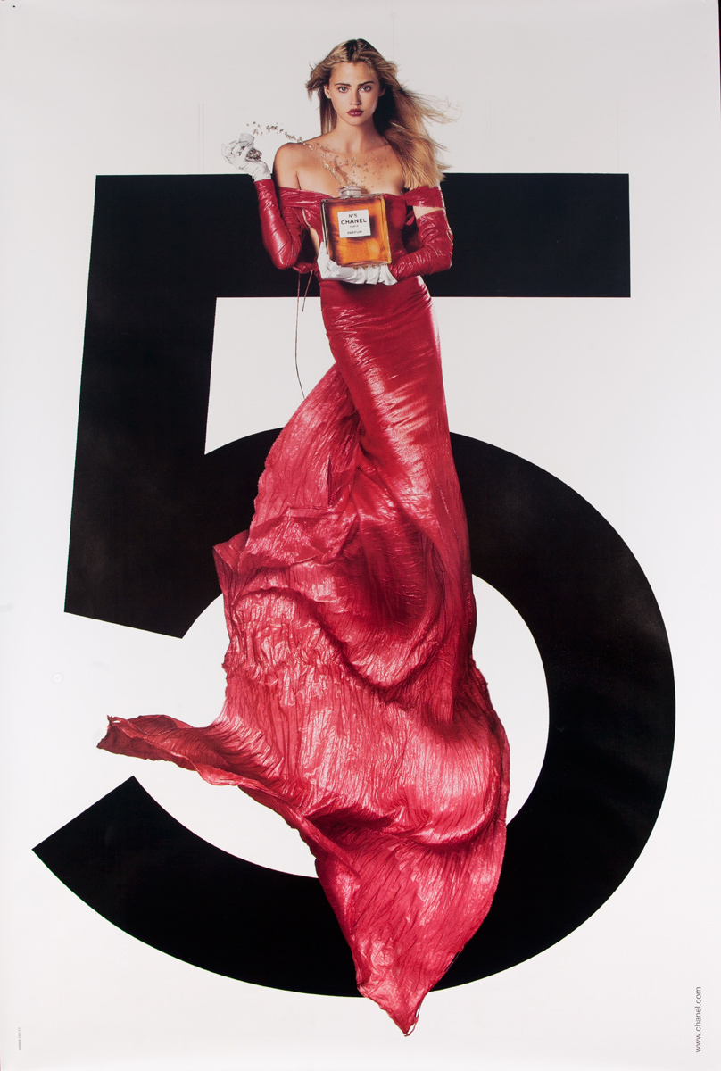 Chanel No 5, Original French Advertising Poster, Red dress