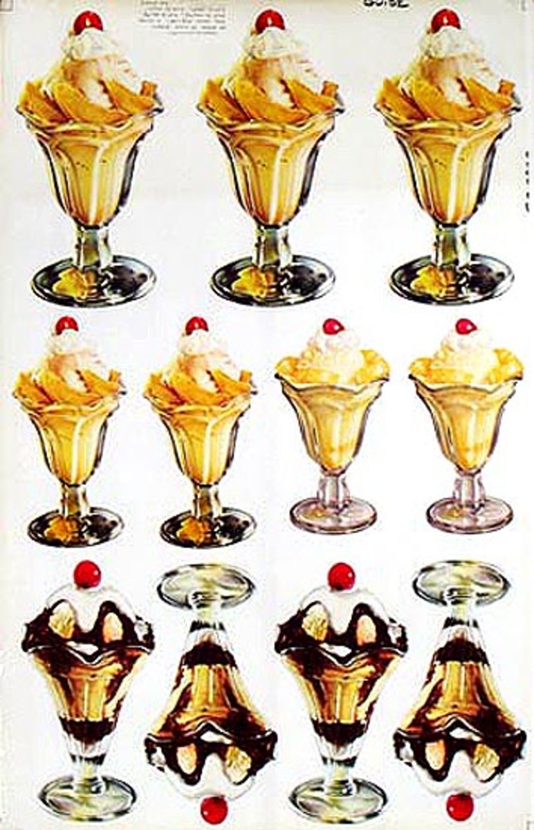 12 Sundaes Original American Advertising Poster