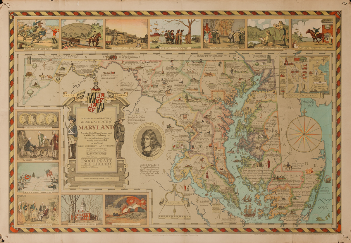 An Historical and Literary Map of the Old Line State Of Maryland
