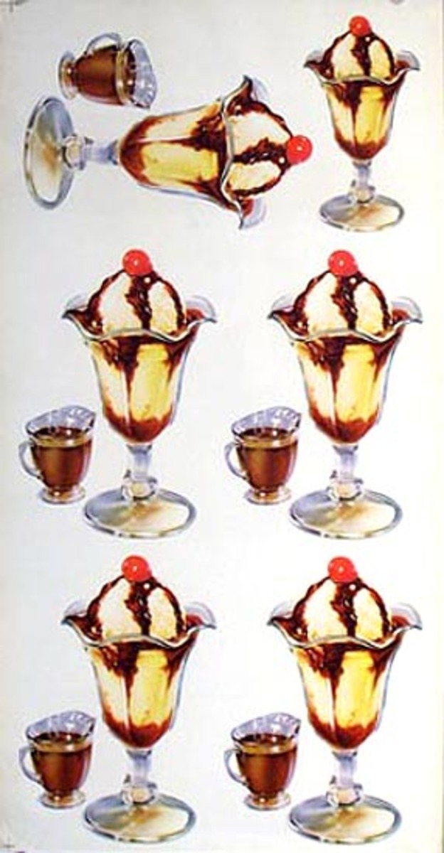 Sundaes with Hot Fudge Original American Advertising Poster
