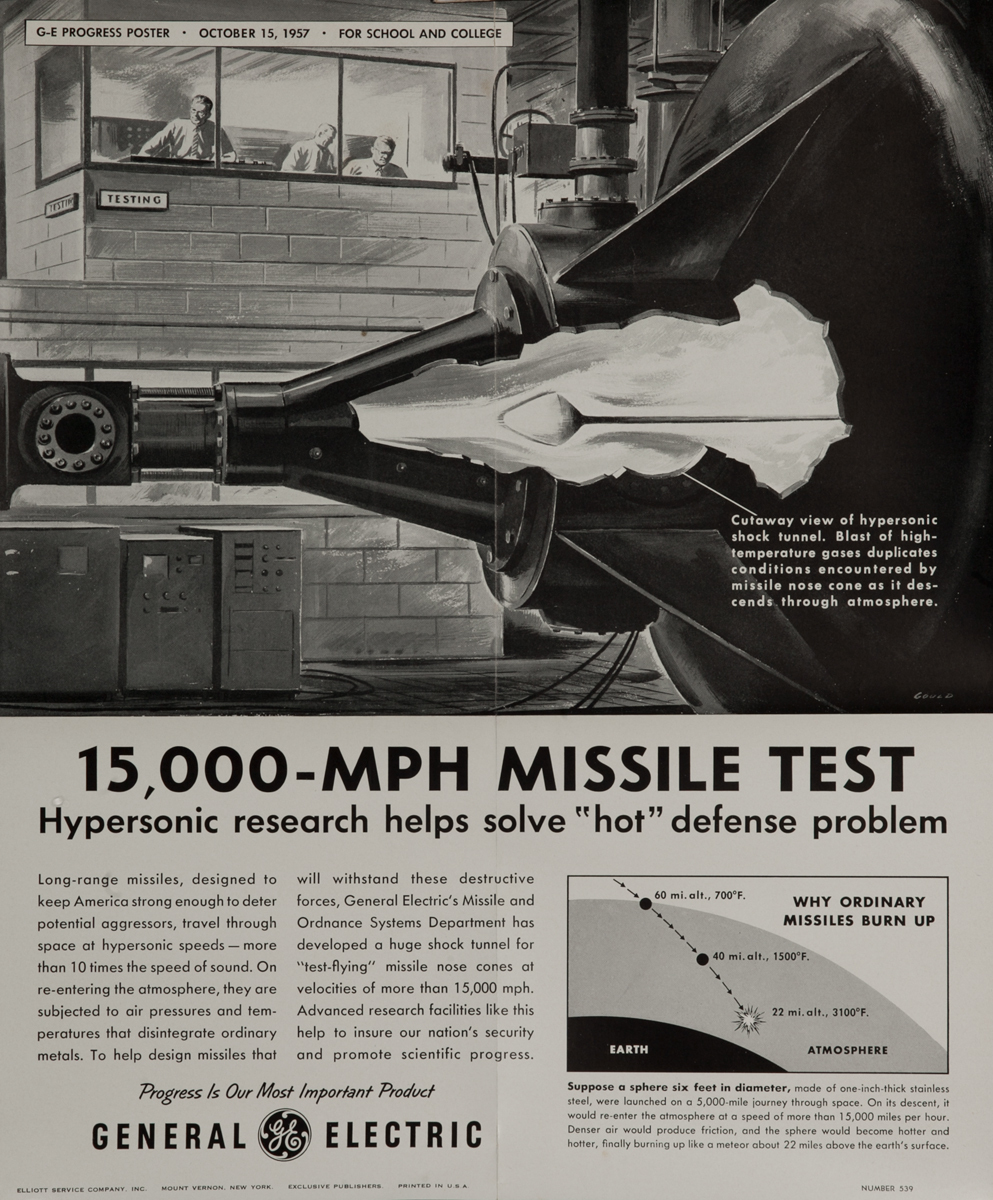 15,000 MPH Test Missile, Original Korean War Era General Electric Promotional Poster