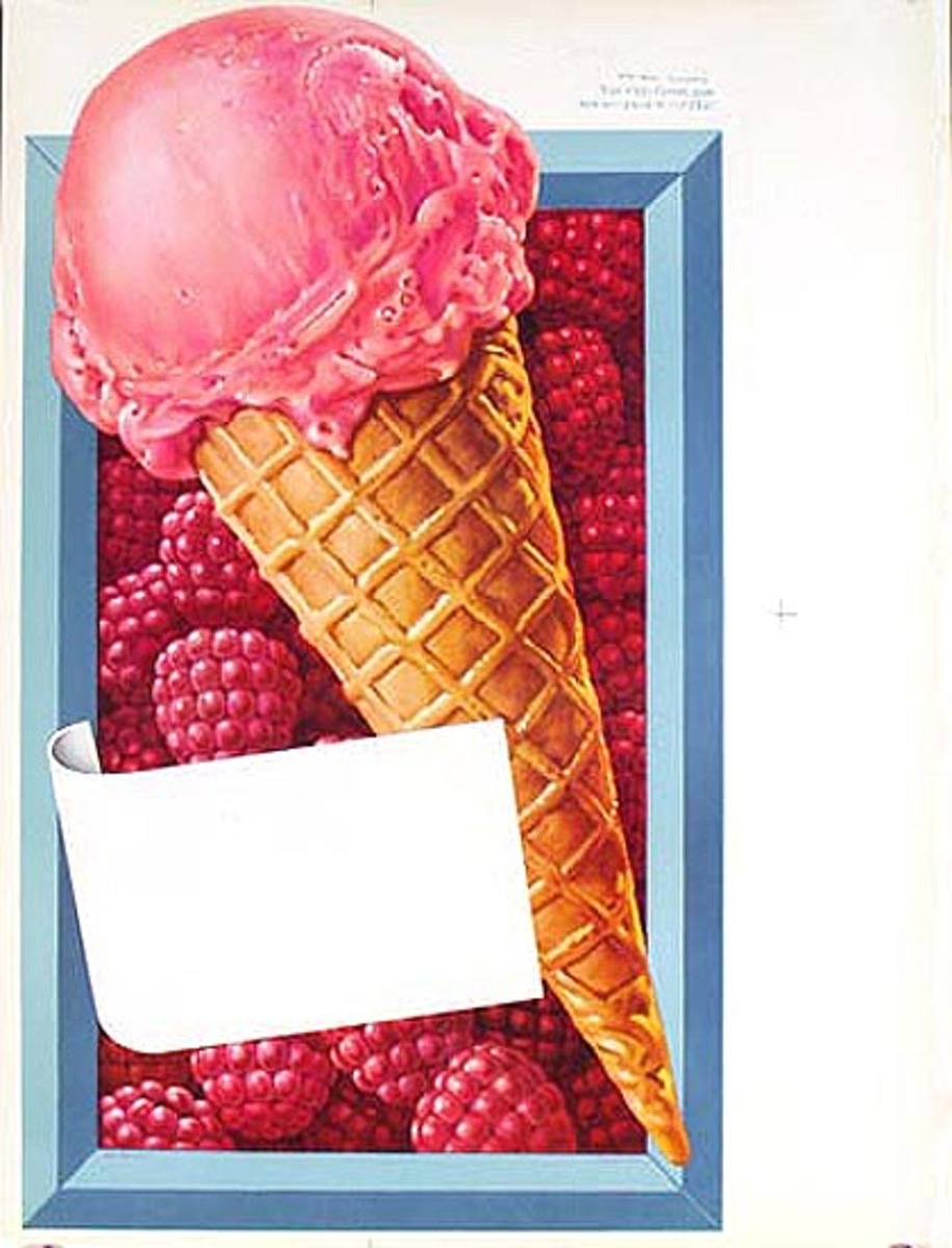 Raspberry Ice Cream Original American Advertising Poster