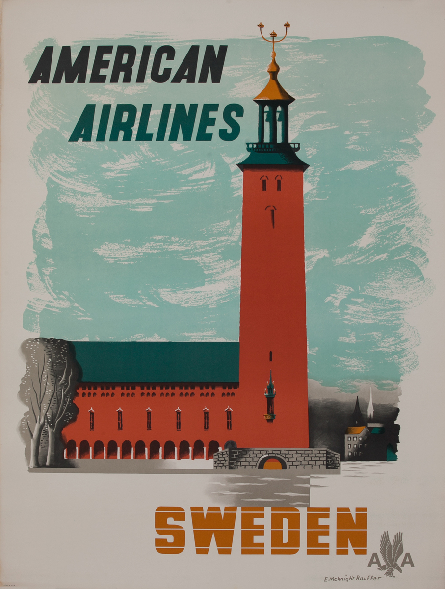 Original American Airlines Travel Poster Sweden