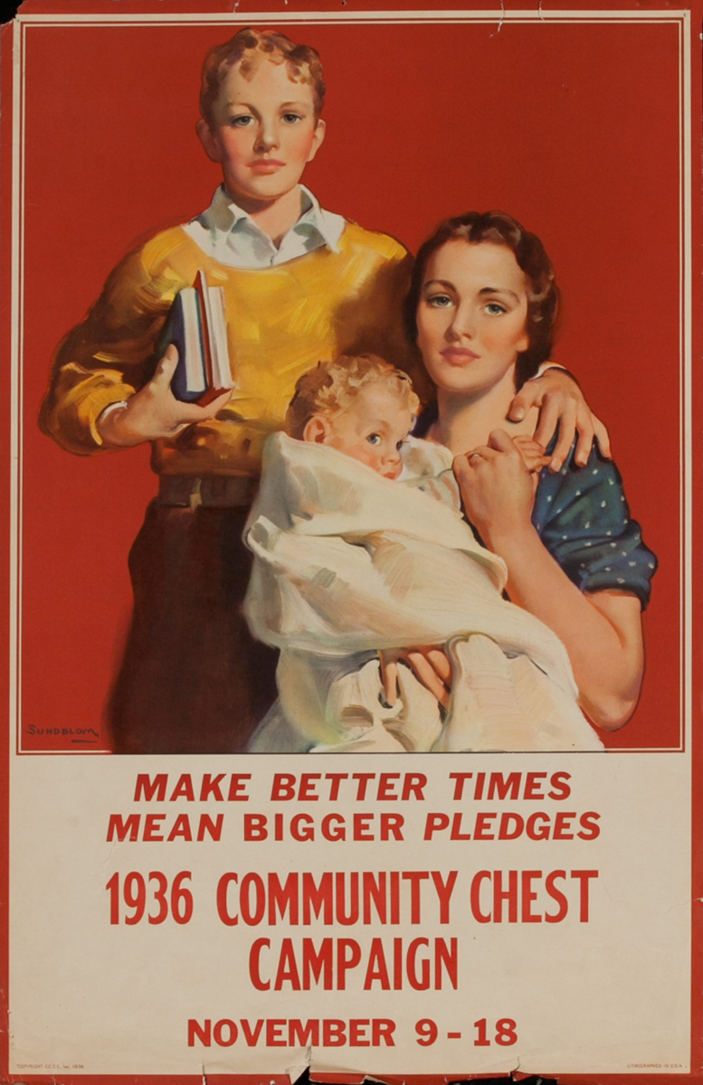 1936 Community Chest Campaign Original Poster