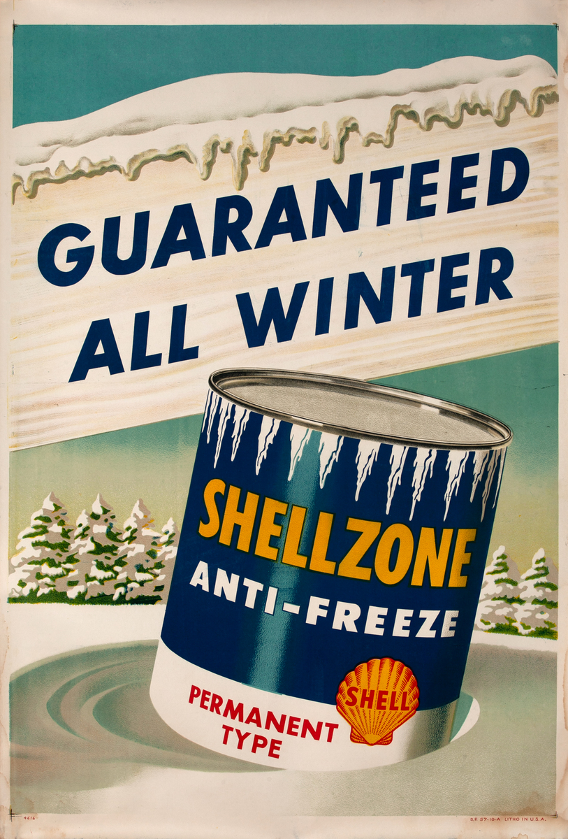 Original Shell Oil Advertising Poster Guaranteed All Winter