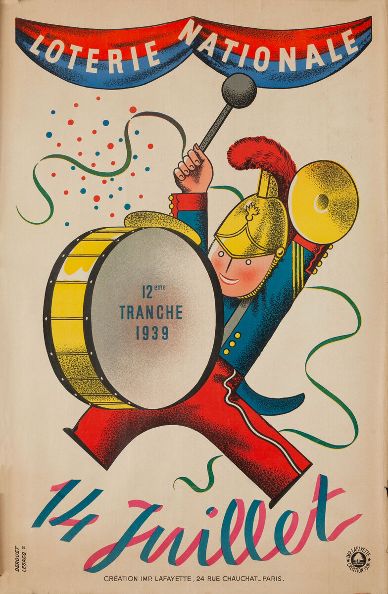 French Loterie Nationale Original Vintage Poster 14 Juillet  (July 14)