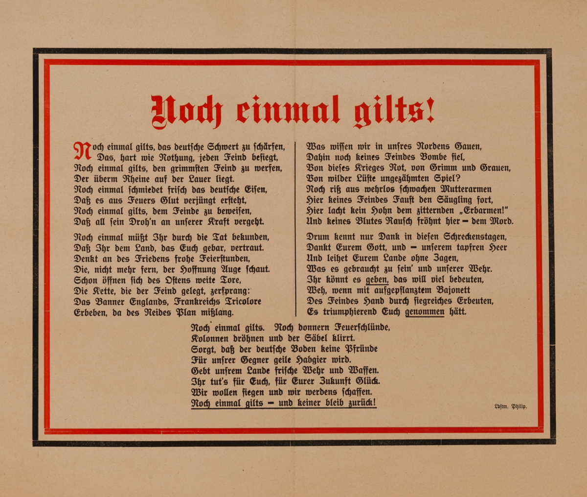 Noch einmal gilts! - It happens again!<br>German World War I Poster