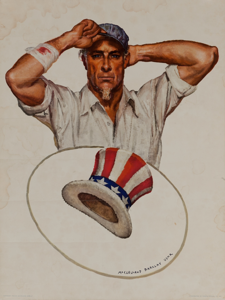 Vintage World War II Poster of Uncle Sam Shaking Hands with a