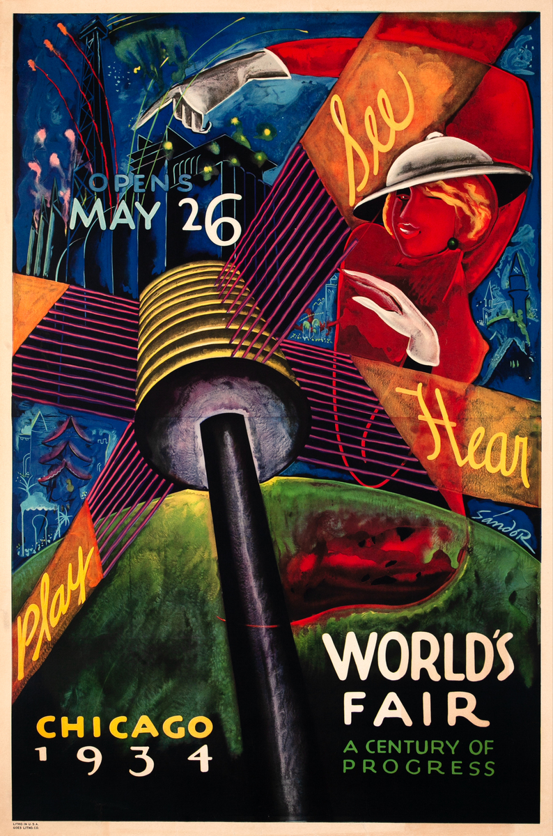 1934 World's Fair Poster <br> See Hear Play