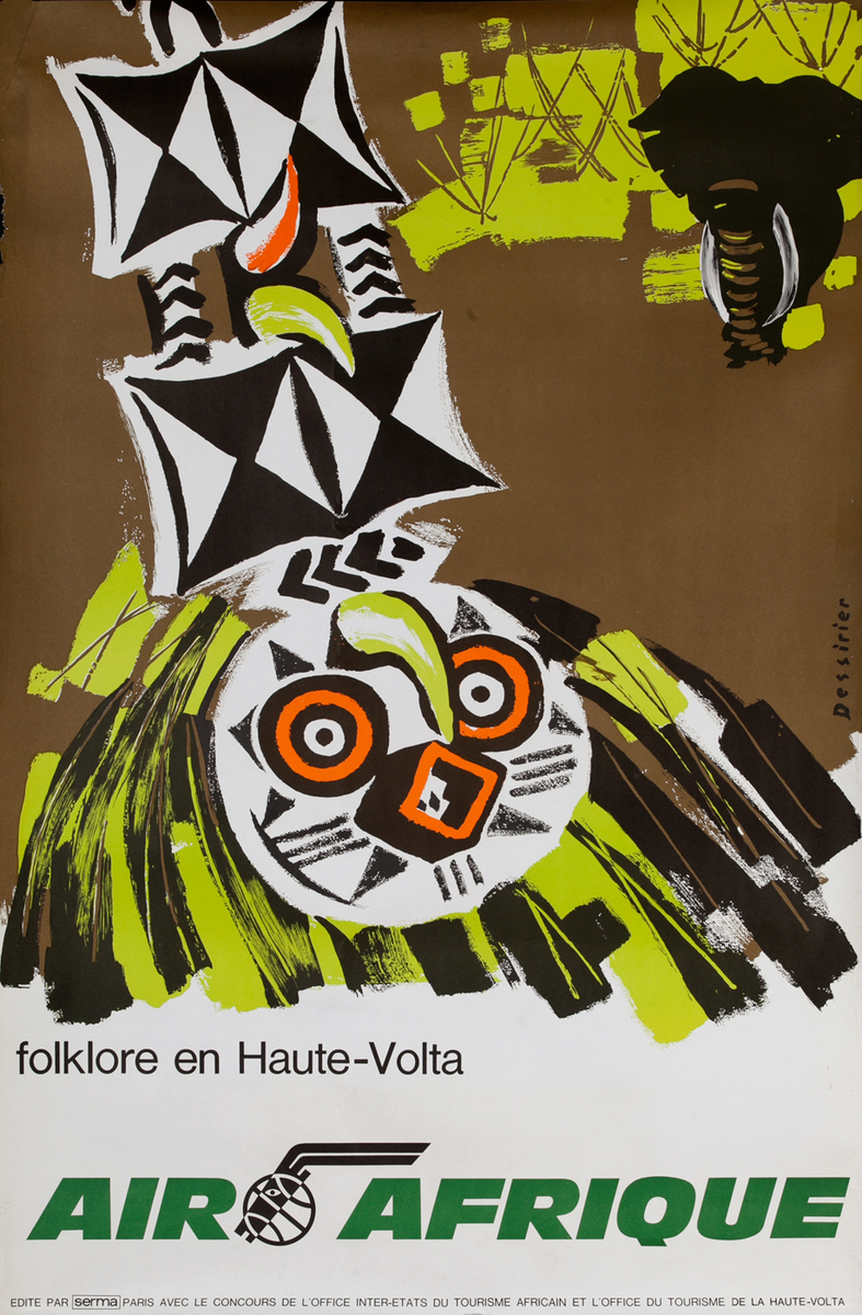 Air Afrique Travel Poster Folklore en Haute-Volta