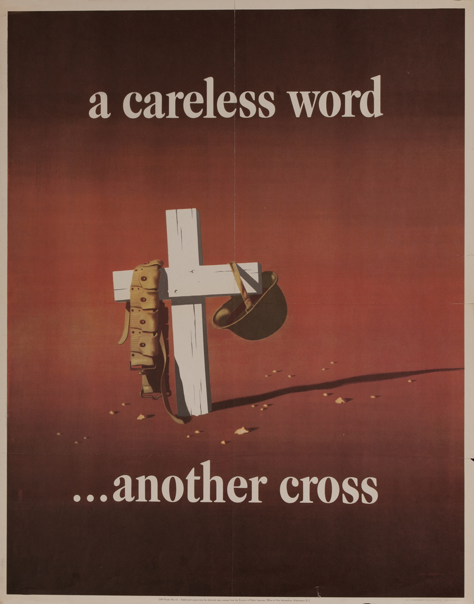 a careless word.. another cross, WWII Poster, small size