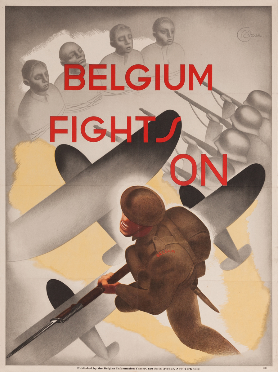 Belgium Fights On, WWII Propaganda Poster
