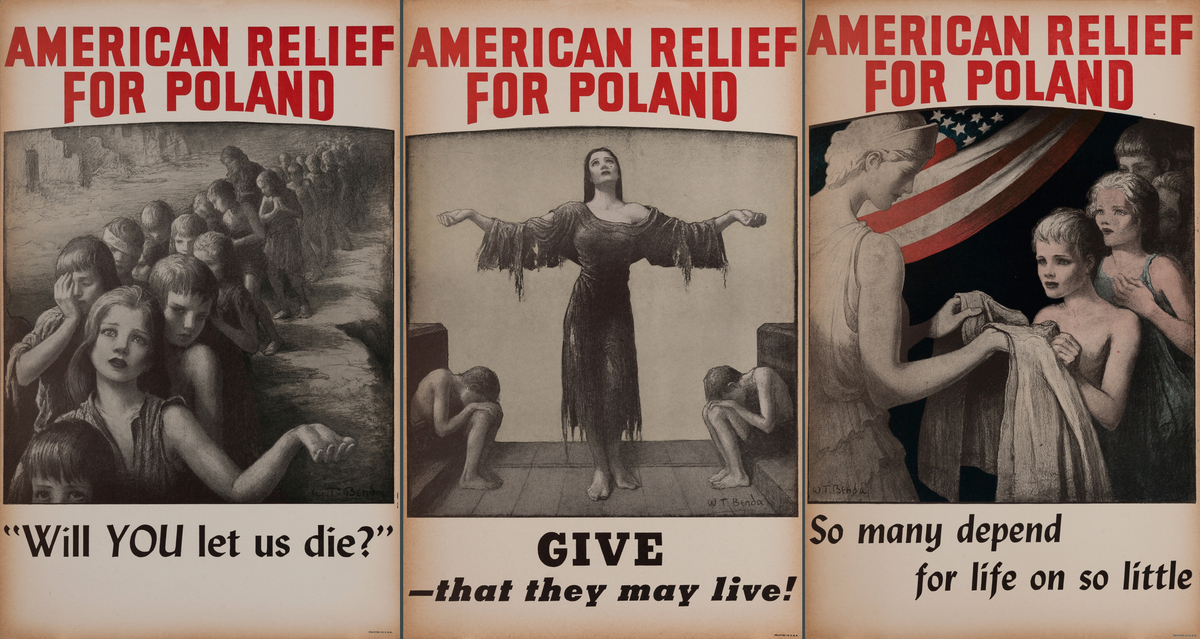 American Relief For Poland WWI Poster<br>set of 3 cards