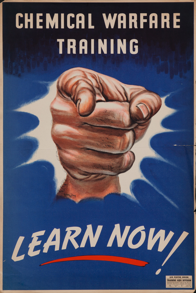 Chemical Warfare Training WWII Poster, Learn Now!