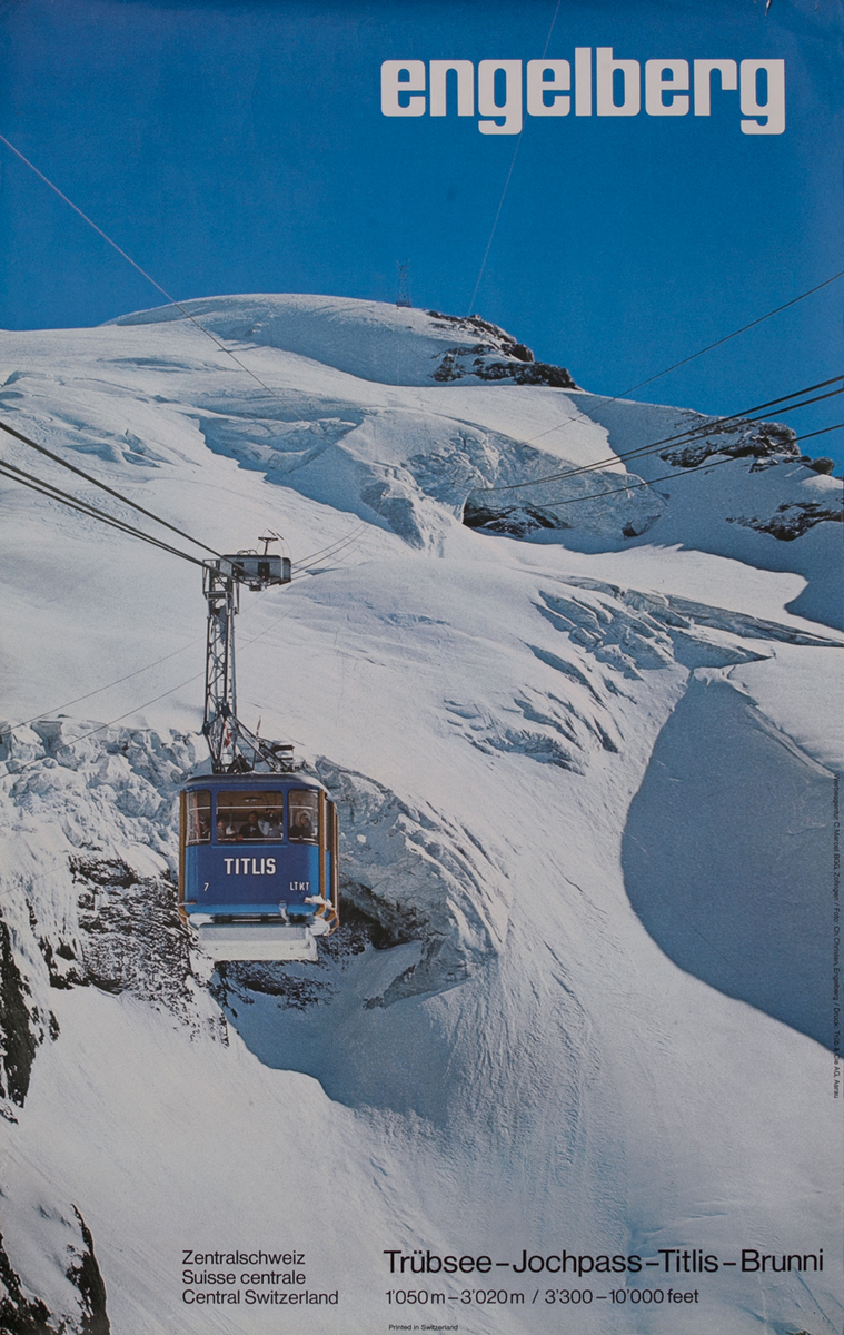 Engelberg Switzerland Ski Lift Travel Poster