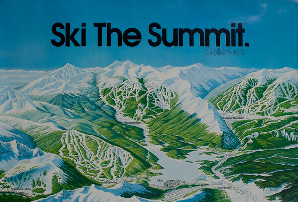 Ski The Summit, Colorado Ski Trail Map Poster | David Pollack Vintage