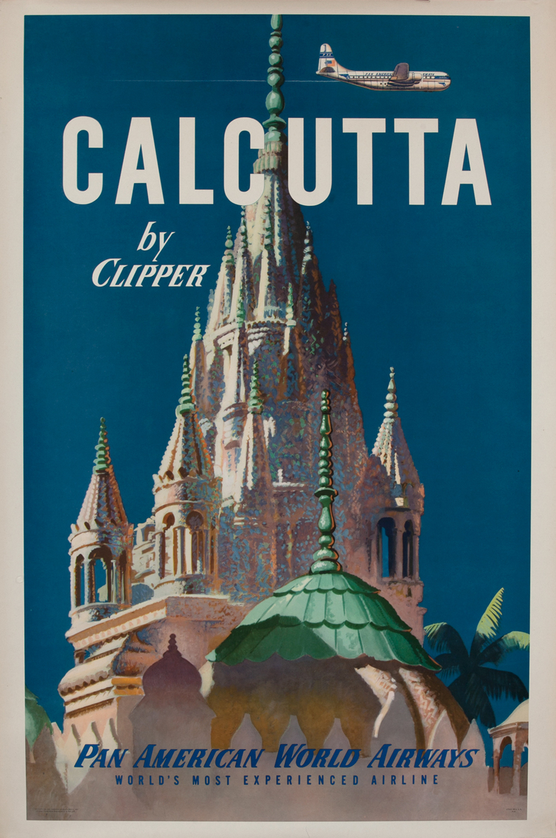 Calcutta by Clipper, Pan Am Travel Poster 